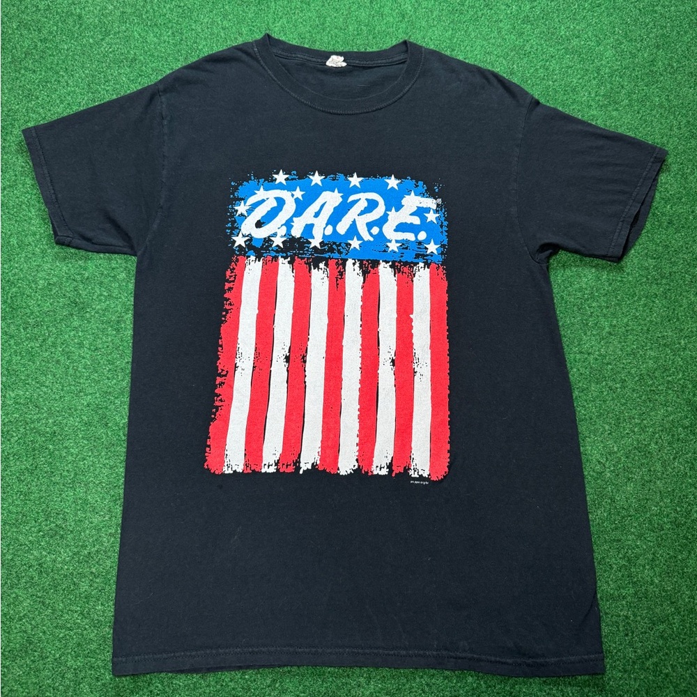Vintage 90s Y2K D.A.R.E Dare XXX Mens Medium USA Flag T Shirt